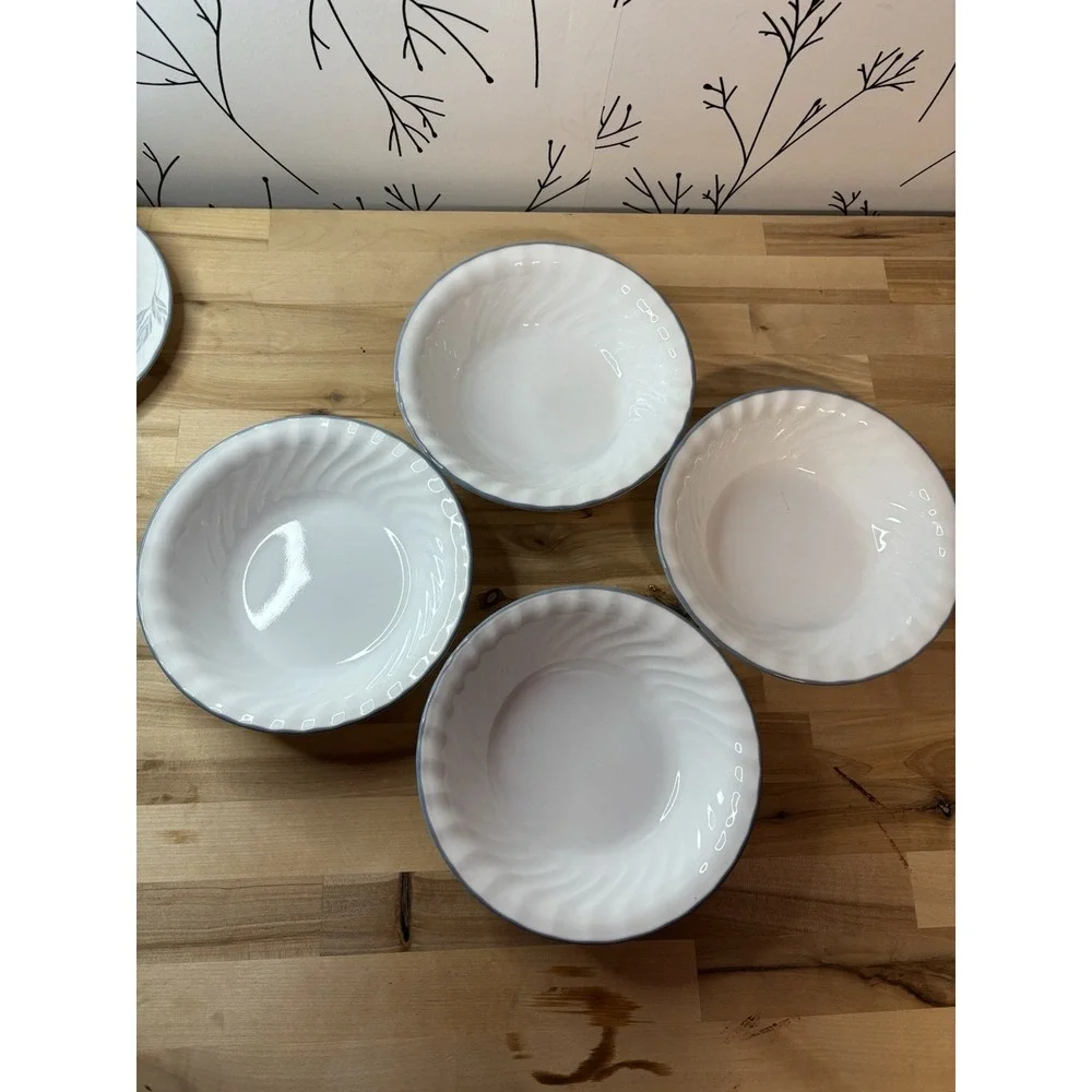 Pink Trio Pattern Corelle by Corning Cereal Bowls Set 7